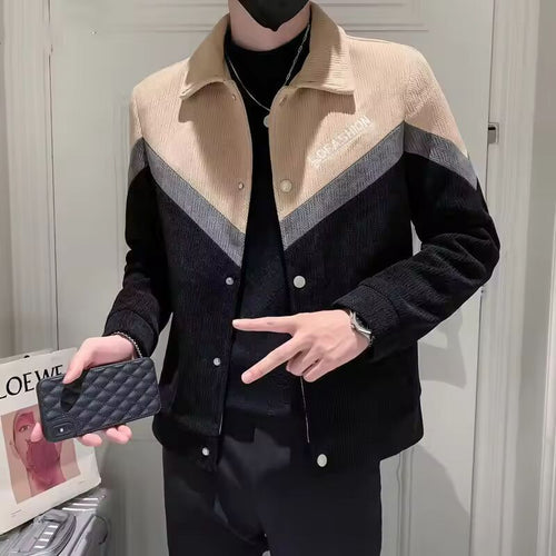 New Fashion Brand Color-contrast Jacket for Men Korean Style Trendy and Handsome Coat for Autumn and Winter Men's Topwear Jacket