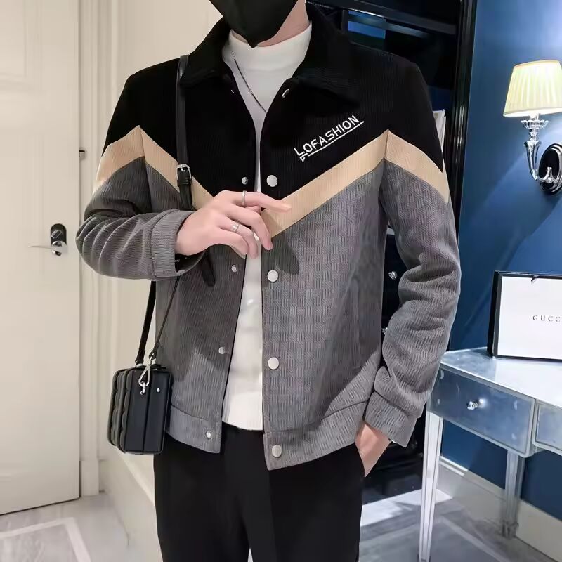 New Fashion Brand Color-contrast Jacket for Men Korean Style Trendy and Handsome Coat for Autumn and Winter Men's Topwear Jacket